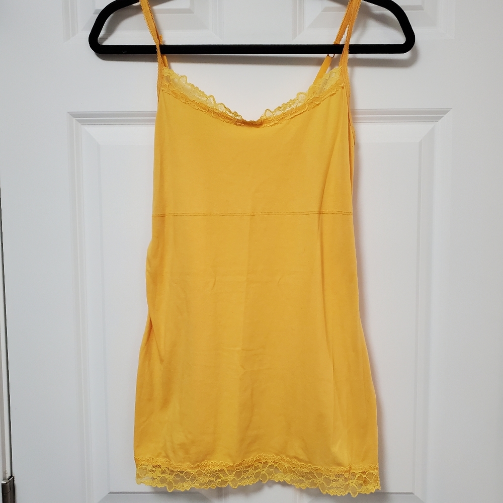 Yellow Lace Spaghetti Strap Tank Top